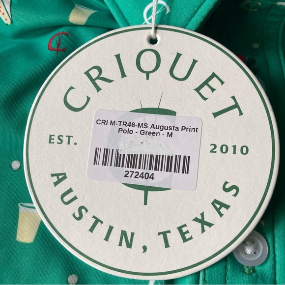 Criquet Golf Polo Shirt Mens M Green Augusta Print Floral Geometric Activewear - Picture 7 of 12